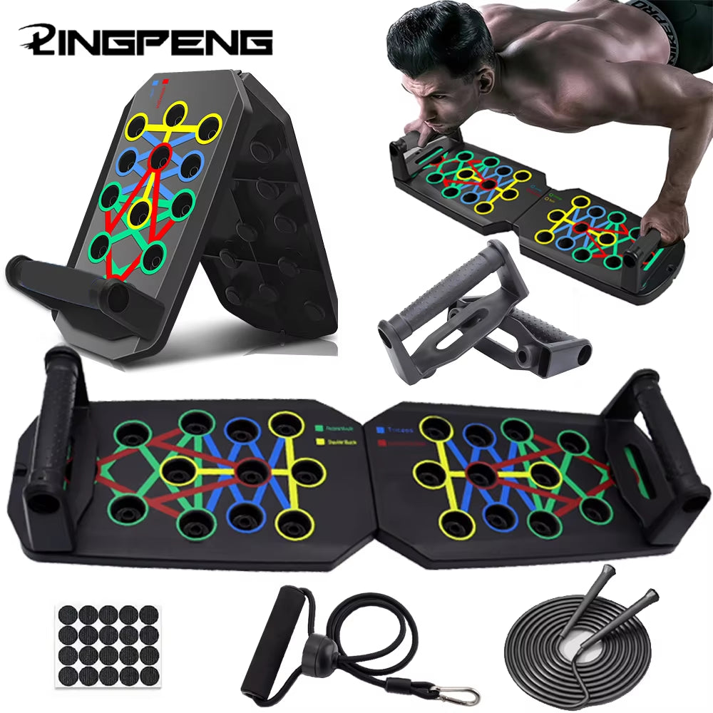 Portable Multifunctional Push-Up Board Set with Handles Foldable Fitness Equipment 