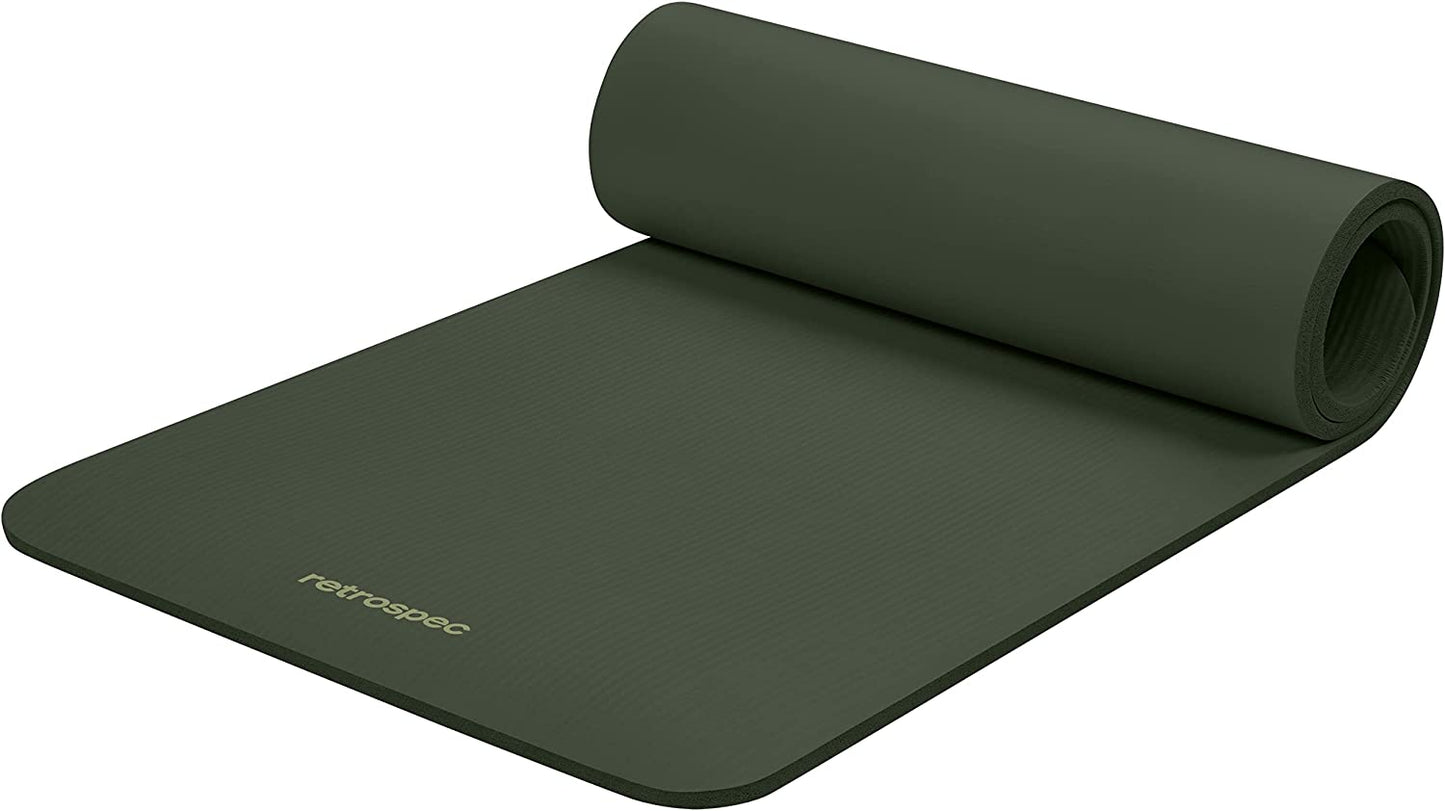  Yoga Mat 1/2" Thick W/Nylon Strap for Men & Women - Non-Slip Exercise Mat for Yoga, Pilates, Stretching, Floor & Fitness Workouts