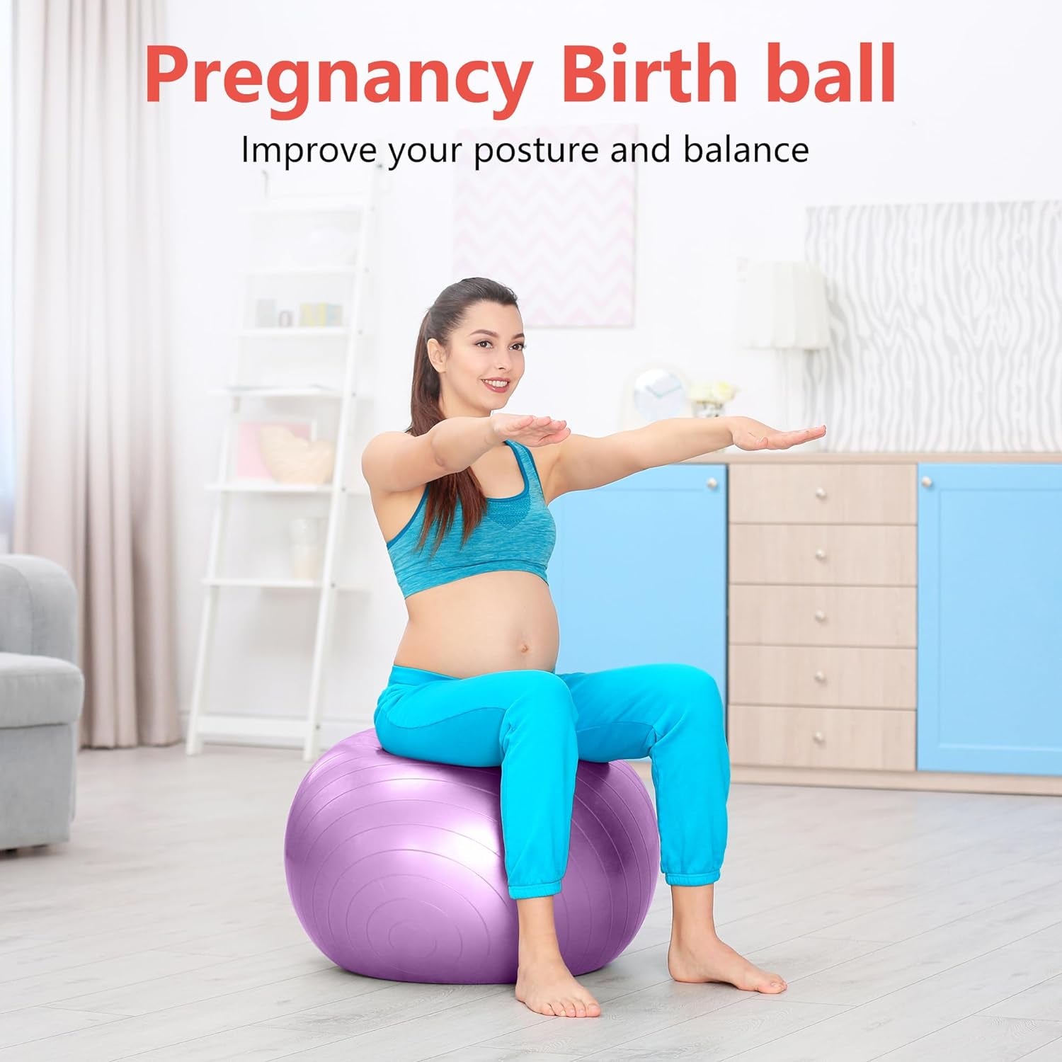 Exercise Ball for Balance Stability Fitness Workout Gym, also helps with Pregnancy