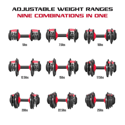 Smartbell 9-in-1 Adjustable Dumbbell Set, 25 lbs